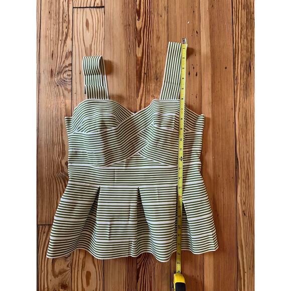Anthropologie HD Paris Green White Structured Peplum Pleated Tank Top Small - Picture 7 of 9